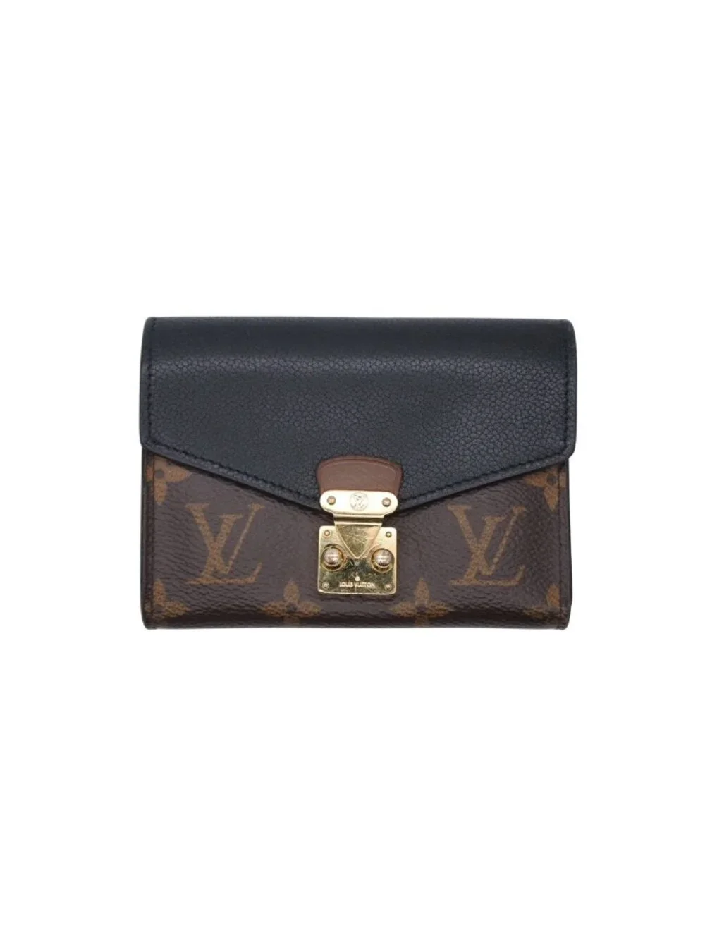 Louis Vuitton Portefeuille Pallas Compact Trifold Wallet Monogram Canvas Brown